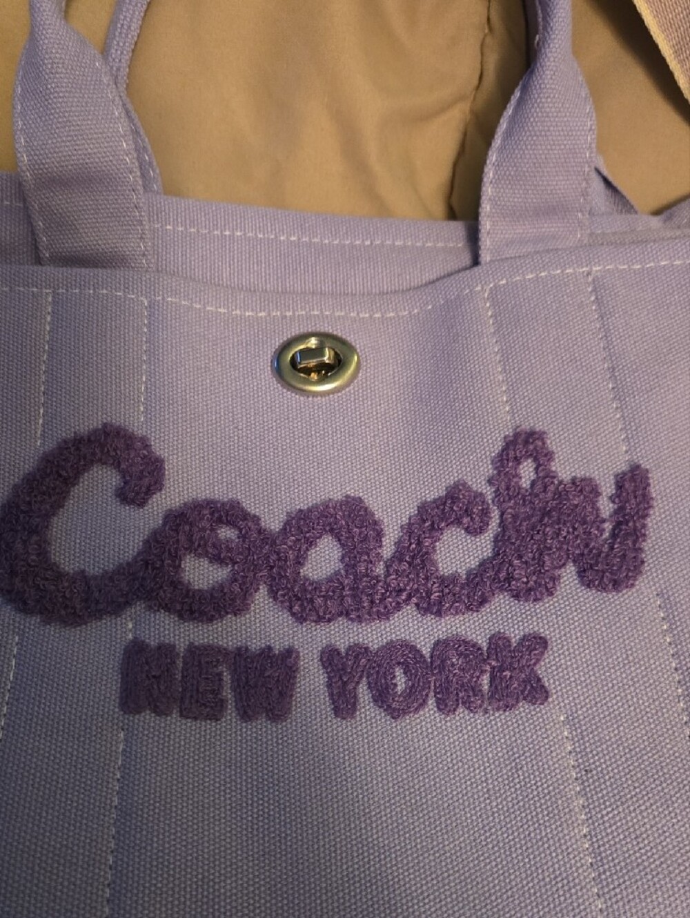 Coach Lavender Canvas Tote with Purple Logo and Strap - Picture 2 of 12